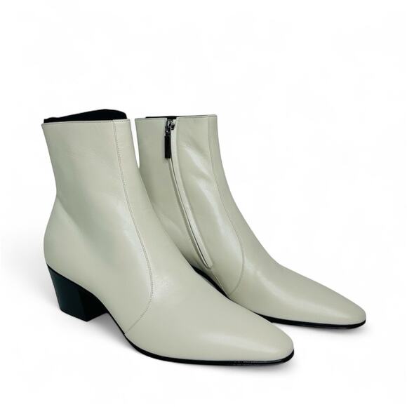 NIB Saint Laurent Vassili Boots EU 43.5 US 10.5 Smooth Leather Ivory White $1250 - Picture 4 of 13